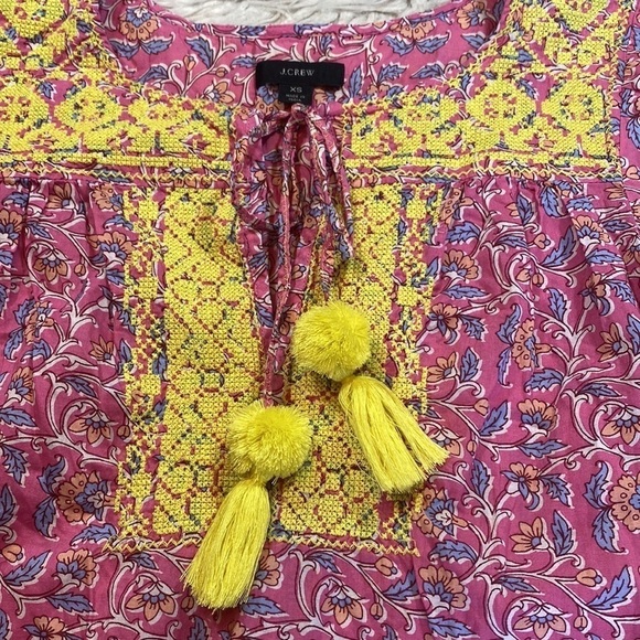 J. Crew Embroidered Cotton Voile Top in Block Print sz XS - Picture 5 of 12